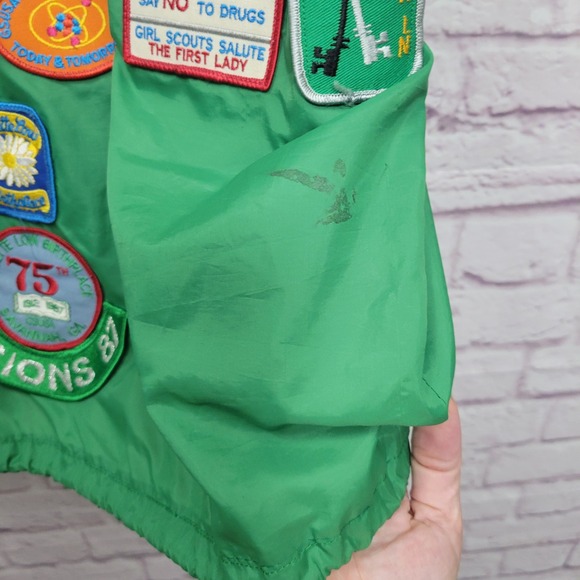 Vintage 80s Girl Scouts Leader Jacket with Patches Green Nylon Lightweight *READ - Picture 5 of 10